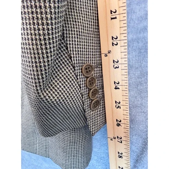 Mens Canali Blazer Silk Wool 42L Italy Jacket Sport Coat Tan Micro Check Texture Suits